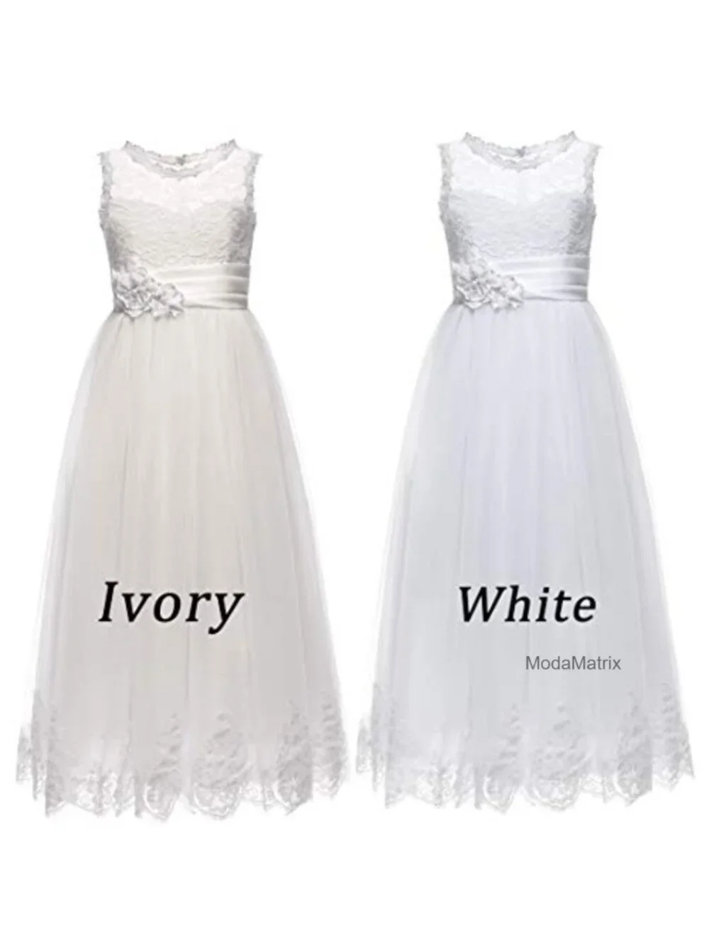 Lace Embellished A-Line Sleeveless Girls Wedding Party Dress
